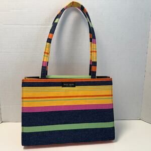 Kate Spade Stripe Shoulder Bag blue yellow orange green magenta